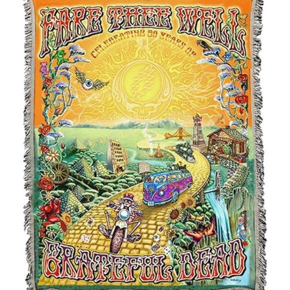 Grateful Dead Golden Road Woven Blanket ~ Official Fare Thee Well ~ Brand New! - Picture 2 of 2
